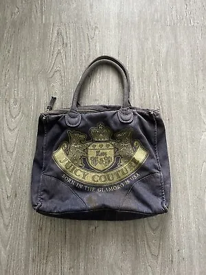 $34.99 • Buy Juicy Couture Vintage Royal Crown Denim Canvas Tote Shoulder Bag Purse Handbag