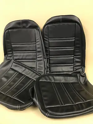 1976-1978 CORVETTE C3 SEATS COVER FULL SET( Black With White Stitching) • $304.99