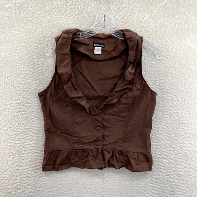 $74 • Buy Y2K 2000s Wet Seal Brown Ruffle Alice Cullen Fairy Grunge Vest Top Womens L XL