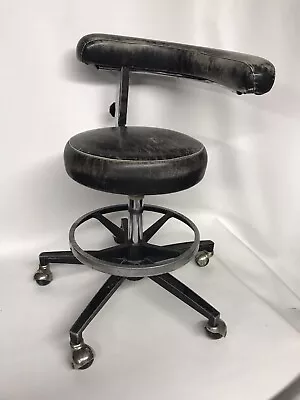 INDUSTRIAL CHAIR Drafting Wheels MCM Rolling Back And Arm Support Vintage Rare • $749.99