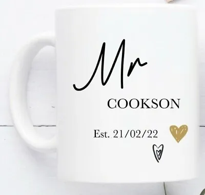 Personalised Mr And Mrs Mug Set Mugs Cup Newlyweds Couples Wedding Day Gifts  • £11.49
