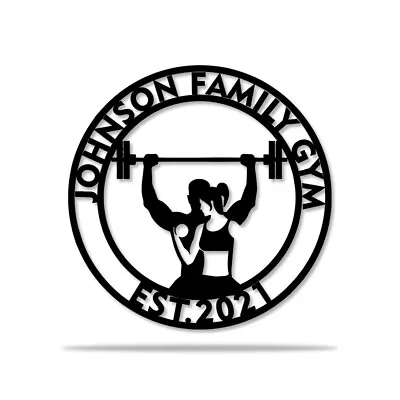 Personalized Couples Gym Metal Sign Powerlifting Workout Gym Room Wall Decor • $119.95