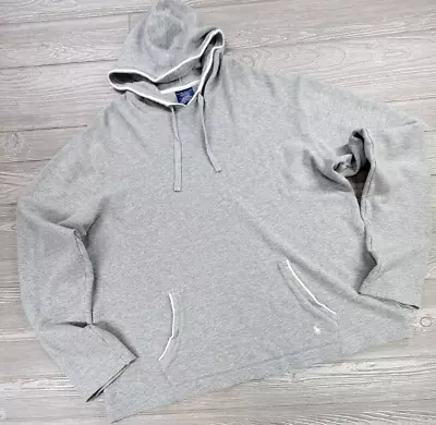 Ralph Lauren Polo Sweater Men XL Gray Hoodie Waffle Knit Thermal Long Sleeve • $27.97