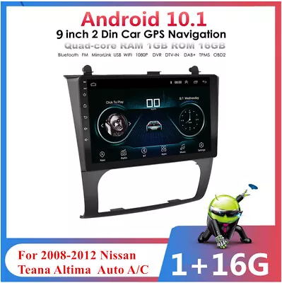 9'' Car GPS Navigation 1+16G Android 10.1 For Nissan Teana Altima 08-12 Auto A/C • $157