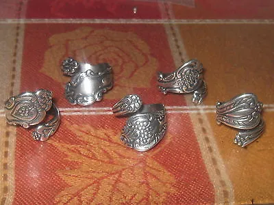 Sale Wholesale Lot 5 Vintage Style Adjustable Floral Antique Silver Spoon Rings • $32