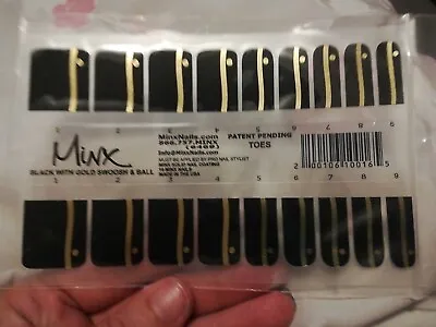 Black With Gold Swoosh & Ball Toes MINX PROFESSIONAL NAIL WRAPS NEW SALON  • £15