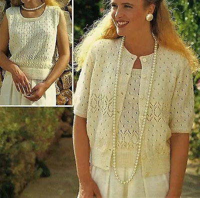 £2.69 • Buy #200 Ladies Lacy Cardigan & Top Twinset 30-40  76-102c Vintage Knitting Pattern 