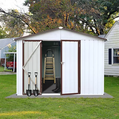 10x8 FT Outdoor Storage Shed Large House Tool Sheds House Heavy Duty W/Floor Kit • $499.99