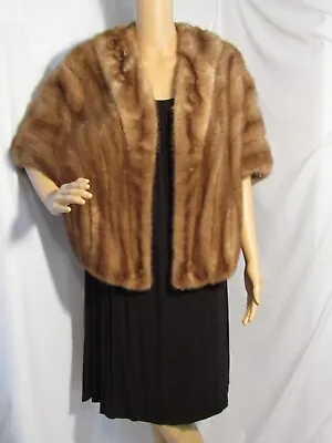 Vintage Real Mink Collared Mink Cape Shawl Stole By Paul Klink Furs Chicago • $99.99