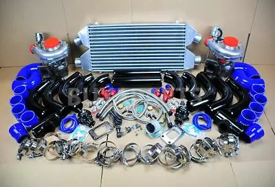 Diy Fmic Twin T3/t4 Turbo Charger Kit 800hp For Mustang Cobra Gt Svt V8 V6 Bk/bl • $1148.85