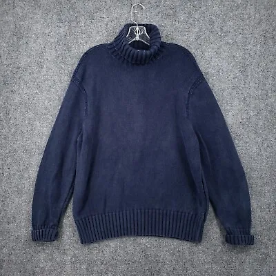 Polo Ralph Lauren Sweater Mens 2XL XXL Linen Cotton Hand Knit Blue Pullover • $59.99