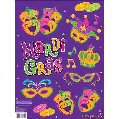 Mardi Gras Window Clings 18  X 12  Sheet Mardi Gras Party Supplies Decorations • £2.46