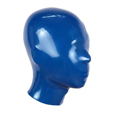 Blue Latex Hood Rubber Mask With Back Zipper For Play Suffocating Fetish BDSM • $37.58