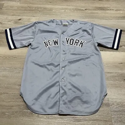Vintage New York Yankees Giveaway Baseball Jersey Gray Men's XL • $34.99