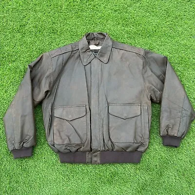 Marco Morani Leather Flight Jacket Brown Fully Lined Size Medium • $39.50