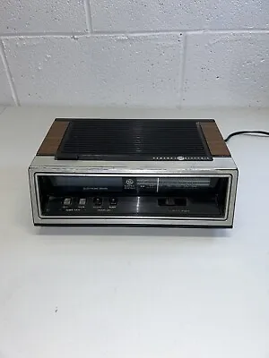 Vintage General Electric Radio Alarm Clock FM/AM Wood Grain Model 7-4659A • $14.98