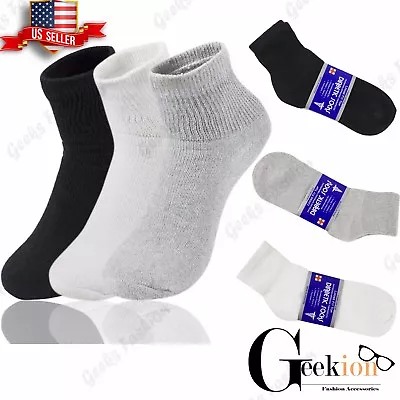 3 6 9 12 Pairs Mens Women Diabetic Health Quarter/Ankle Circulatory Cotton Socks • $6.99