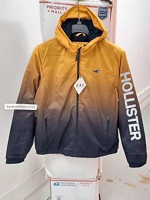 Hollister Sherpa Lined Sport Hoodie Jacket Yellow To Black Ombre Mens Size Lxl • $279.99