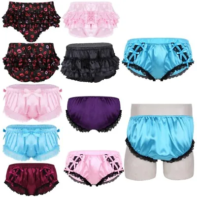 Sissy Men Satin Briefs Ruffled Bloomer Tiered Skirted Panties Girly Underwear • $4.85