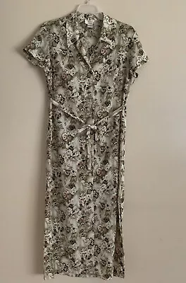 Vintage 80s VOIR Floral Button Down Maxi Dress L • $19.99