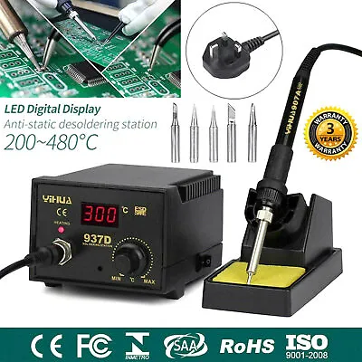 £33.99 • Buy 937D 45W Soldering Iron Station Hot Air Digital Welding SMD Stand With 5 Tips