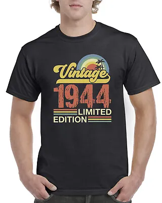 Mens 80th Birthday Gifts For Him T Shirt 80th Present 80 Years Old Born In 1944 • £12.99