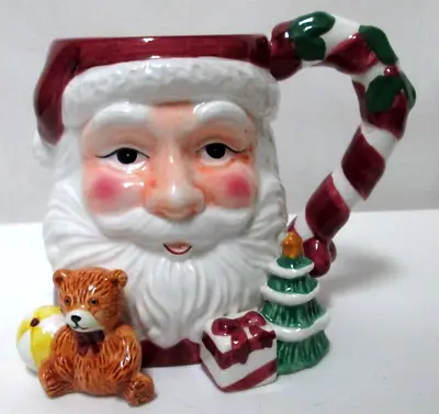 CIC Vintage Santa Christmas Mug Cup Teddy Bear Tree Gift 3 D Ceramic Holidays • $11.99