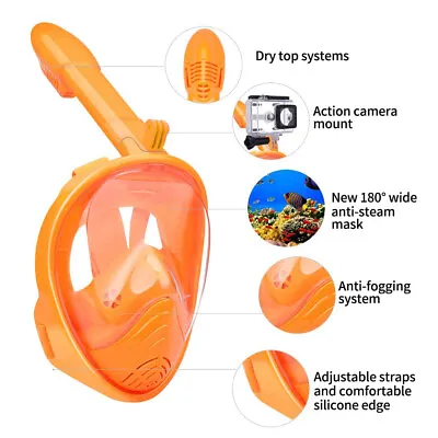$28.49 • Buy Kids Full Face Snorkel Snorkeling Goggles Diving Mask Snorkel Swim 180° Anti Fog