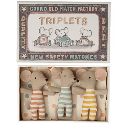 Maileg Baby Triplets Box Adorable Playtime Companions Free Shipping • $65.99