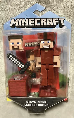 NEW Mojang Mattel Minecraft STEVE IN RED LEATHER ARMOR 3in Action Figure Toy • $15.99