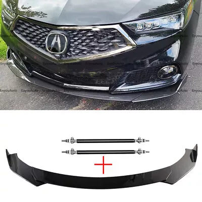 For Acura Integra Front Bumper Lip Spoiler Splitter + Strut Rods Glossy Black • $52.25