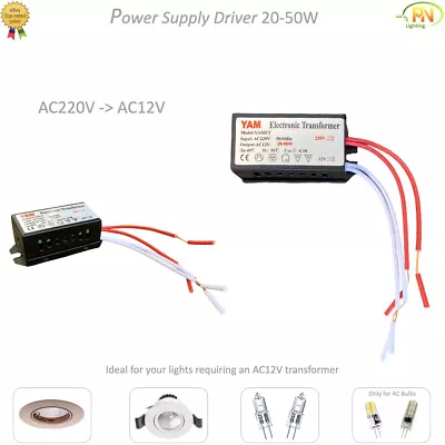 LED Power Supply Driver Electronic Transformer 20-50W AC 220V To AC 12V • £4.65