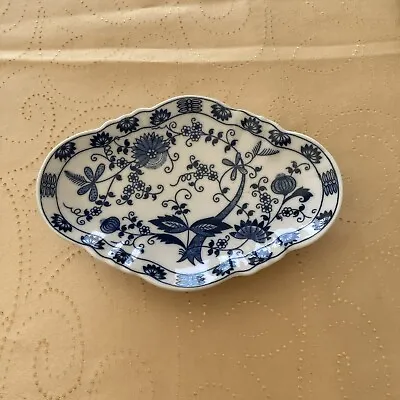 Vintage Vienna Woods Fine China Porcelain Blue Onion Pedestal Bowl Tray EXC • $17.90