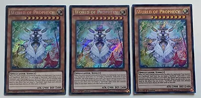 WORLD OF PROPHECY - MP14-EN081 - SECRET RARE - 1st EDITION - YU-GI-OH CARDS X3 • £2.45