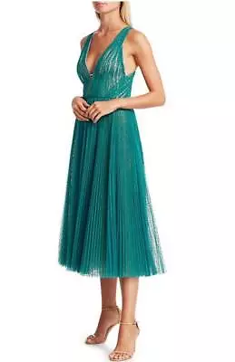 Nwt J Mendel Pleated Sexy Plunging Dress Size Us 8 Msrp: $3990 • $1295.95