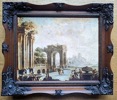 Roman Scene Framed Vintage Picture Print Crackling Effect Ready To Hang • £56