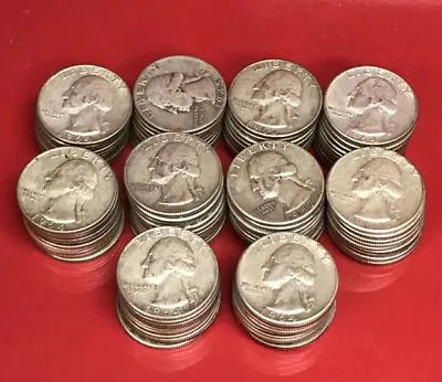 Lot (100) Washington Quarters * Randomly Selected Years  * 90% Silver Coins • $2.25