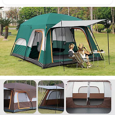 8-12 Man Camping Tent Waterproof Hiking Outdoor Hiking Sunshine Shelter H K2V6 • £176.55