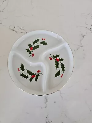 Vintage Christmas Divided Serving Dish Japan 3 Section 7.5  • $21.99