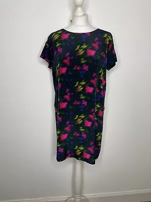Toast Silk Shift Dress Black & Multicolour Spring Summer U.K. 12 • £39.99