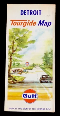 1966 Gulf Oil Tourgide Road Street Map Of Detroit Michigan #8 • $9.99