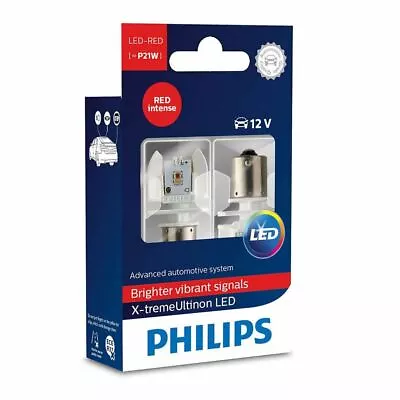 PHILIPS 12898RX2 Ultinon P21W RED Intense LED 12V Stop Light X2 • $41.69