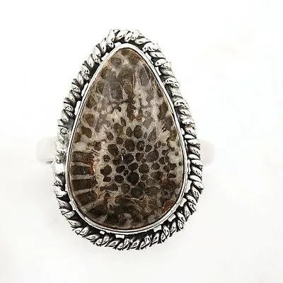 Natural Stingray Coral 925 Solid Sterling Silver Ring Sz 8.5 CT21-8 • $11.49