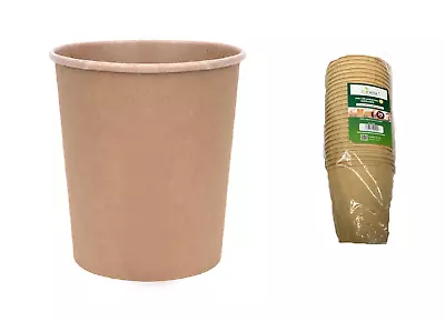 100 Disposable 8oz Kraft Single Wall Brown Coffee Cups 8oz • £10