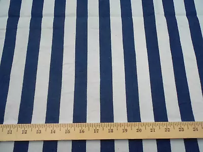 Vintage Blue White 1  Wide Striped Denim Fabric 3-way Stretch Cotton BTY • $5.99