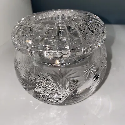 Hair Receiver Vanity Dresser Jar Lid Design Vintage Cut Glass Hair Catcher Colle • $49.99