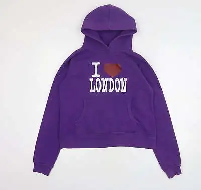 UK Womens Purple Cotton Pullover Hoodie Size M - I Love London • £8