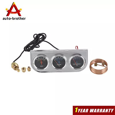 52mm 2  Chrome Car 3 In 1 Triple Gauge Set Kit AMP Meter Water Temp Oil Pressure • $23.97