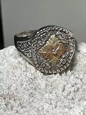 Black Hills Gold Ring Floral Band Size 10 Sterling Silver Women Men • $148