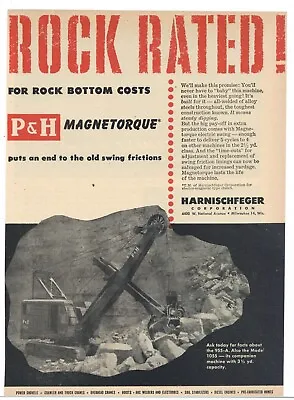 1952 Harnischfeger Ad: P & H Rock Rated Model 955-A Shovel Magnetorque • $17.76